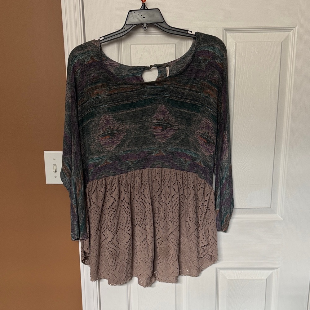 Free People Multicolor Knit Top long sleeves